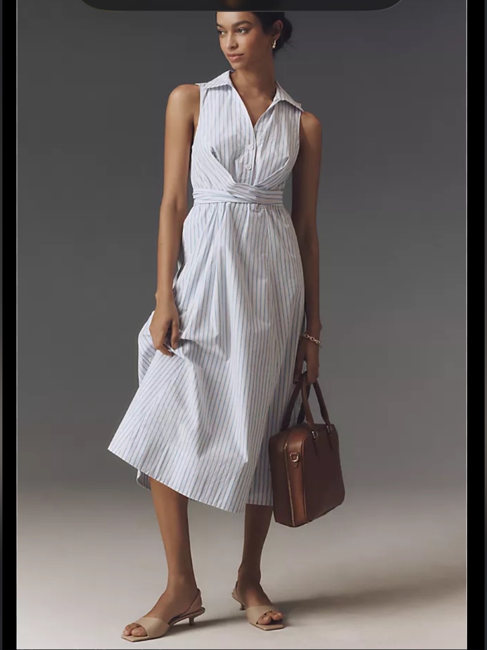 10 Crosby Derek Lam  Shanaya Blue & White Striped Collared Wrap Midi Dress